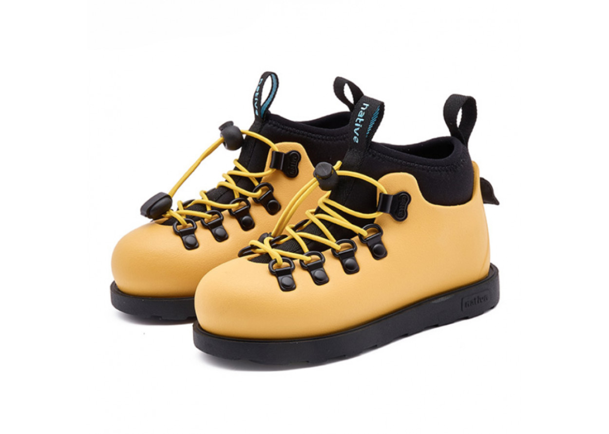 Native Shoes Fitzsimmons 3.0 Upgraded Water-Resistant Slip-Resistant Low Shaft Kids' Boots Yellow Black Kids'