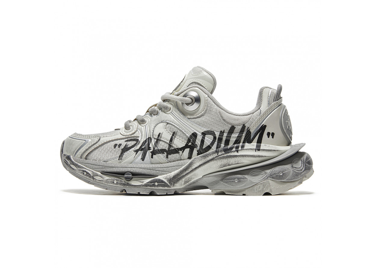 Palladium Anti-Slip Wear-Resistant Low-Top Chunky Sneakers Unisex Ecru Silver Gray