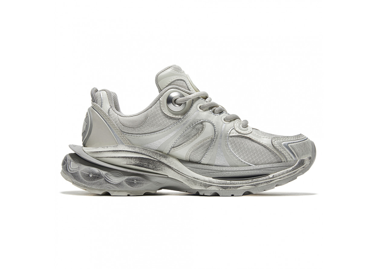 Palladium Anti-Slip Wear-Resistant Low-Top Chunky Sneakers Unisex Ecru Silver Gray