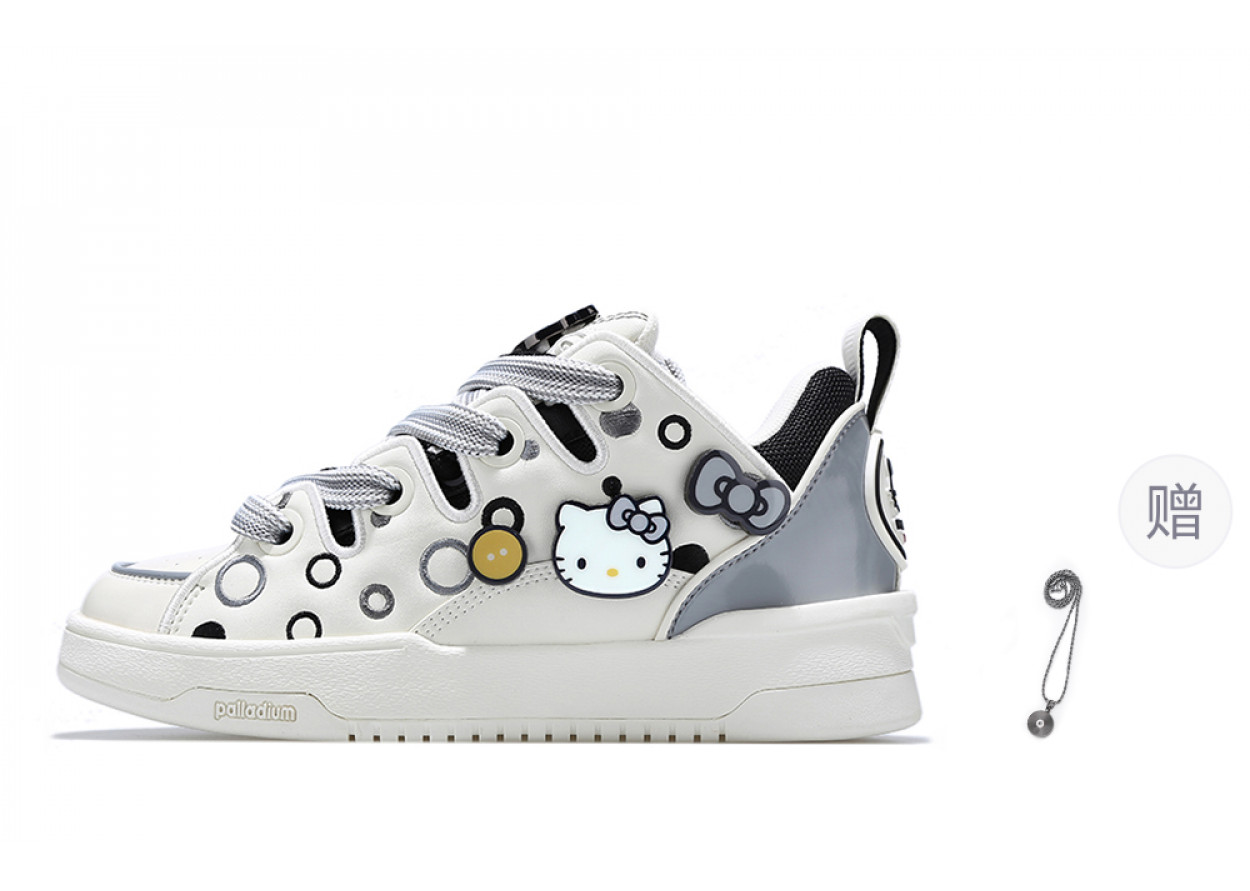 Hello Kitty x Palladium Low-Top Skateboard Shoes Women's Black Gray