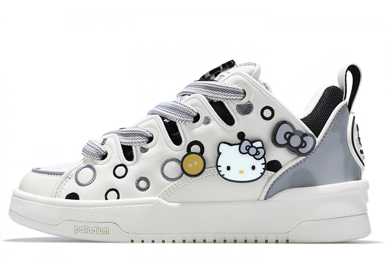 Hello Kitty x Palladium Low-Top Skateboard Shoes Women's Black Gray