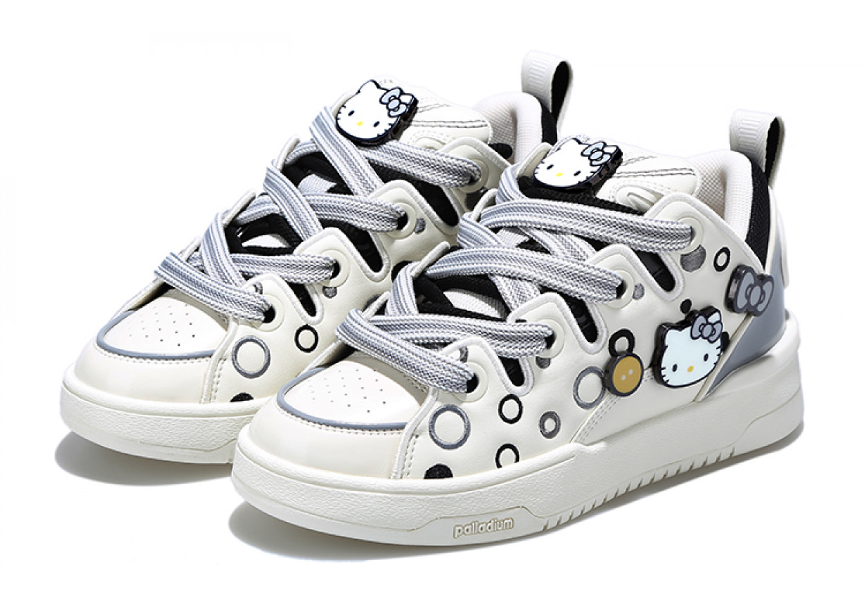 Hello Kitty x Palladium Low-Top Skateboard Shoes Women's Black Gray