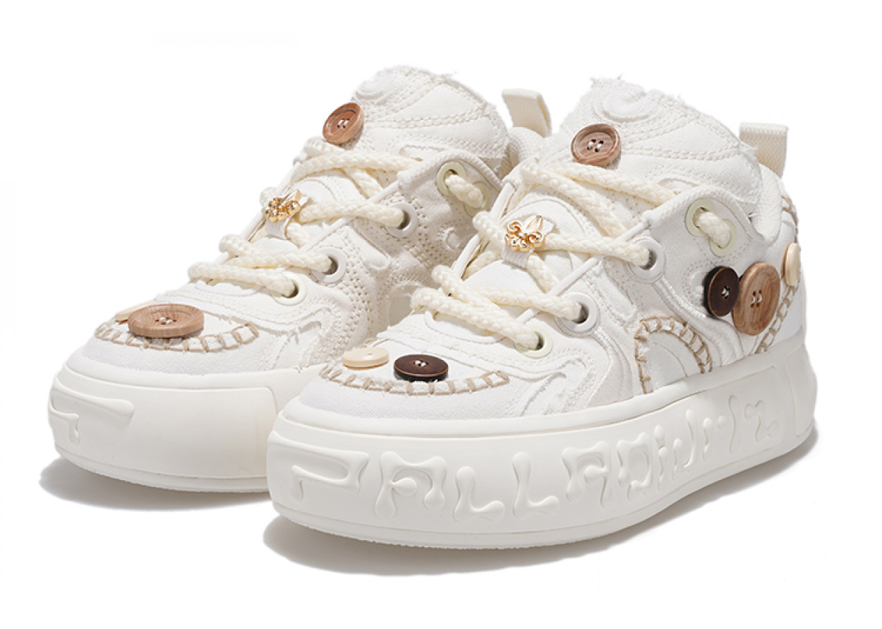 Palladium Anti-Slip And Wear-Resistant Height Increasing Low-Top Sports Casual Shoes Unisex Ecru