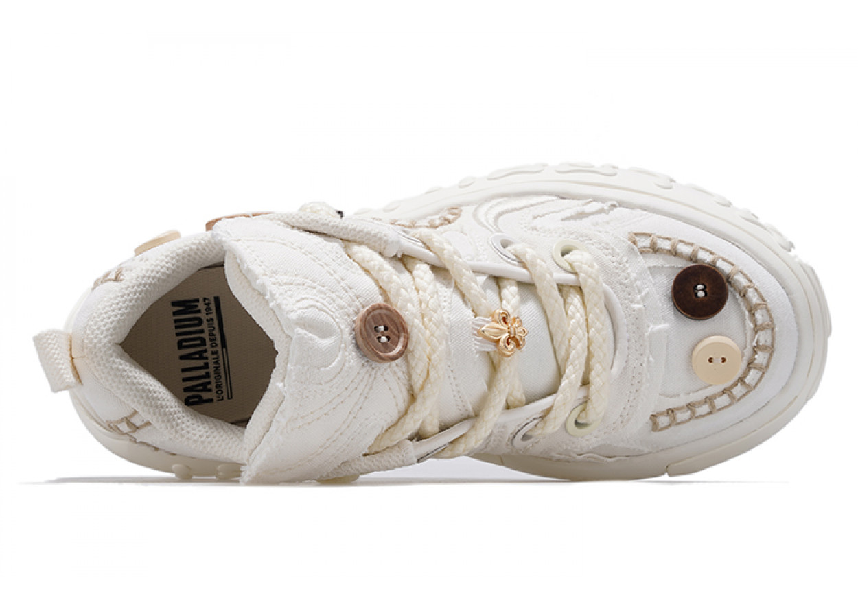 Palladium Anti-Slip And Wear-Resistant Height Increasing Low-Top Sports Casual Shoes Unisex Ecru