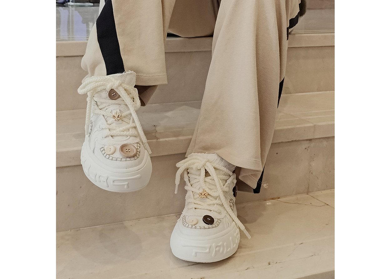 Palladium Anti-Slip And Wear-Resistant Height Increasing Low-Top Sports Casual Shoes Unisex Ecru