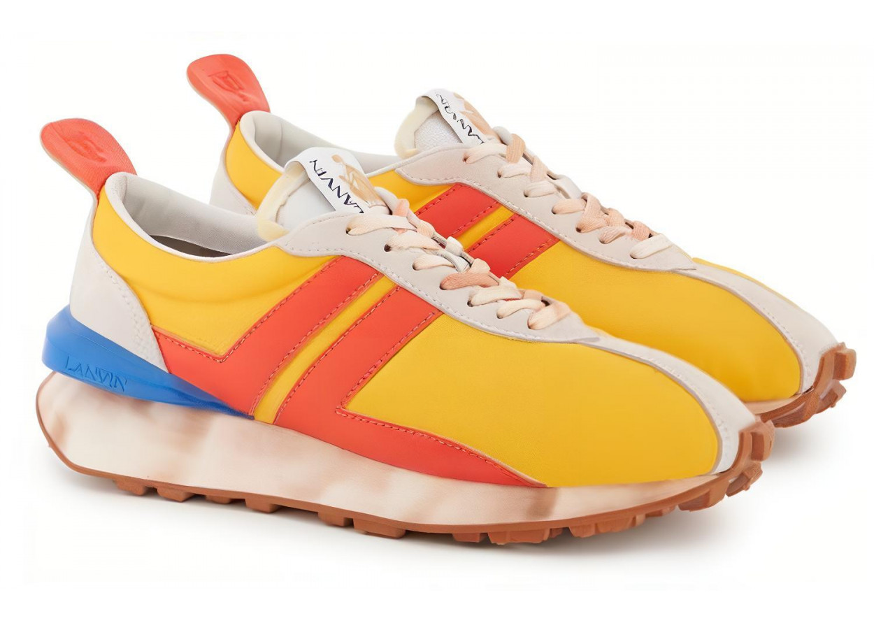 Lanvin Bumpr Cushioning Wear-Resistant Low-Top Casual Shoes Men's Yellow Orange White