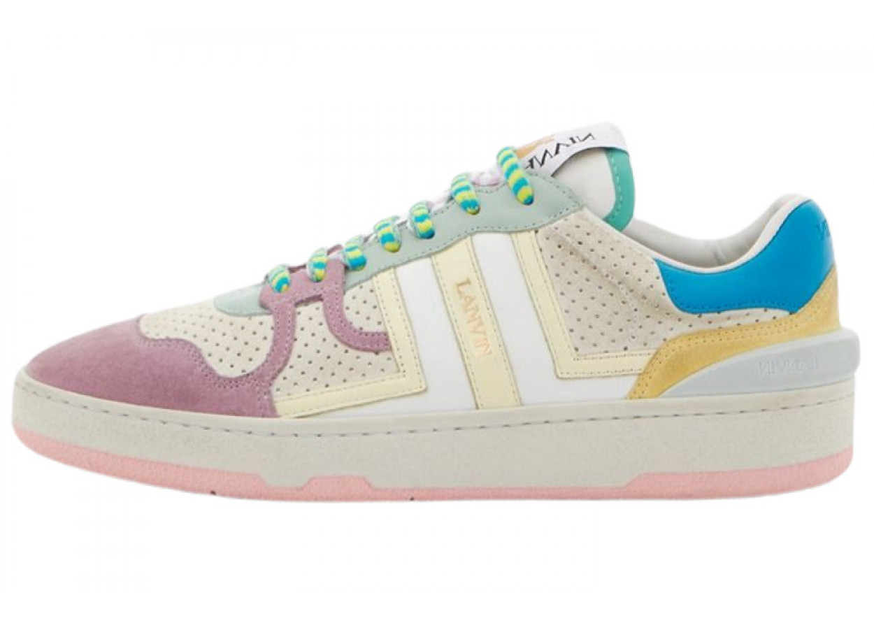 Lanvin Clay Low Top Stylish Skateboarding Shoes Women's White Yellow Valentine's Day Limited Edition