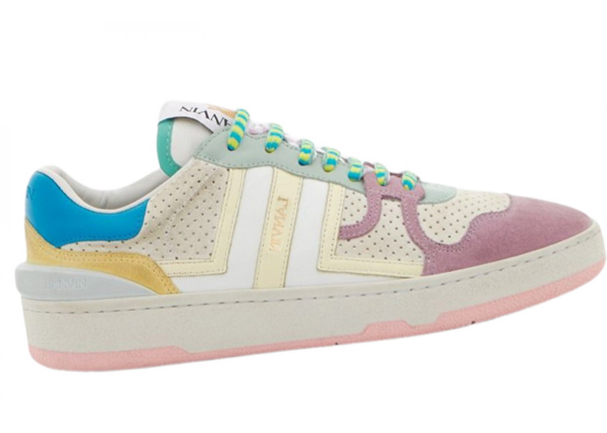 Lanvin Clay Low Top Stylish Skateboarding Shoes Women's White Yellow Valentine's Day Limited Edition