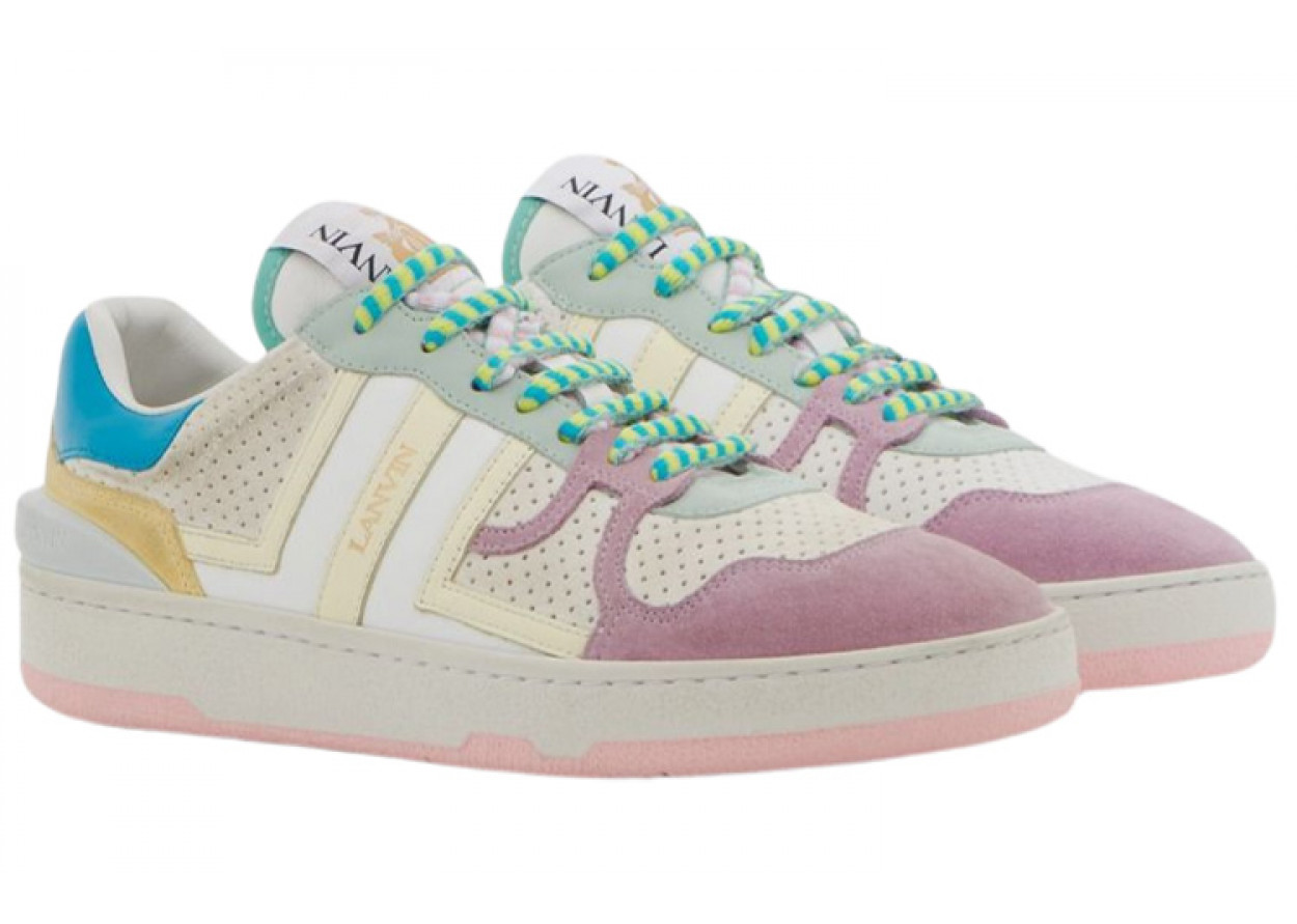 Lanvin Clay Low Top Stylish Skateboarding Shoes Women's White Yellow Valentine's Day Limited Edition