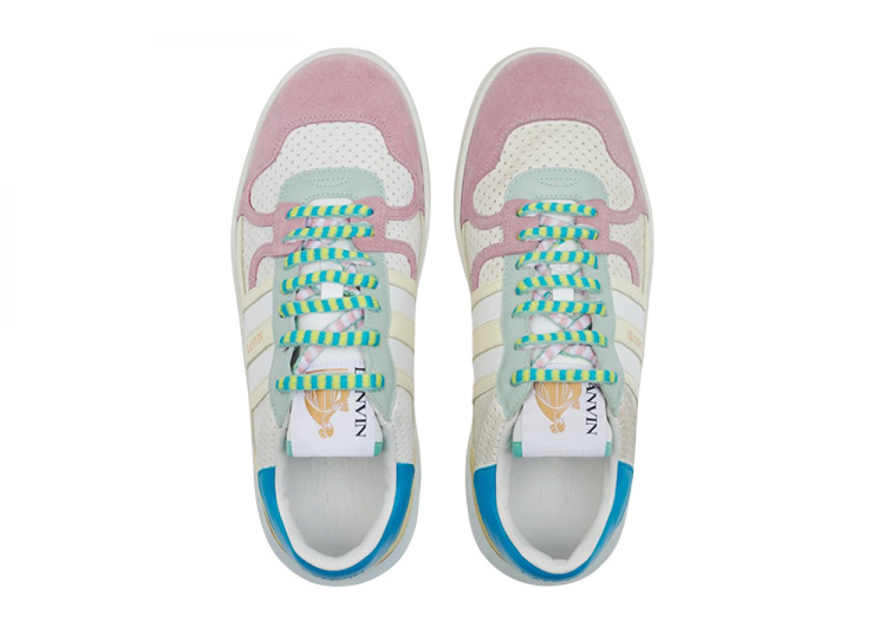 Lanvin Clay Low Top Stylish Skateboarding Shoes Women's White Yellow Valentine's Day Limited Edition