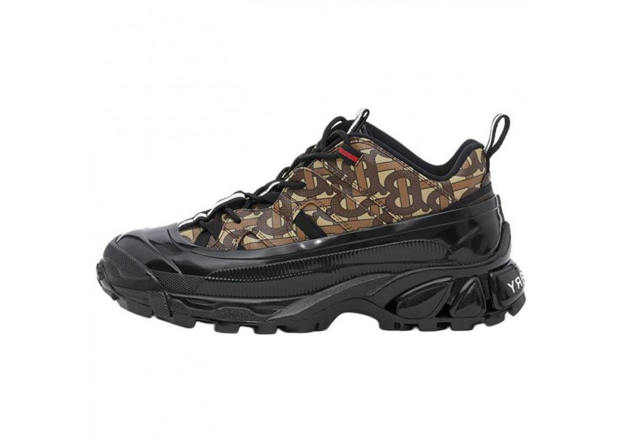 Burberry Arthur Monogram Print Black Bridle Brown