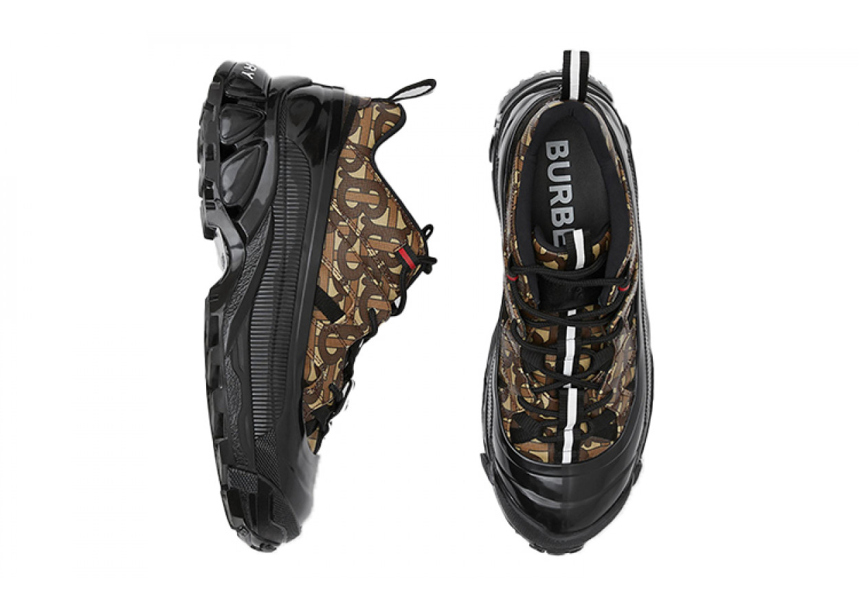 Burberry Arthur Monogram Print Black Bridle Brown